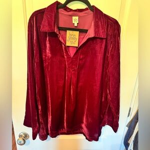 Ivy Jane velvet burgundy blouse L -NWT